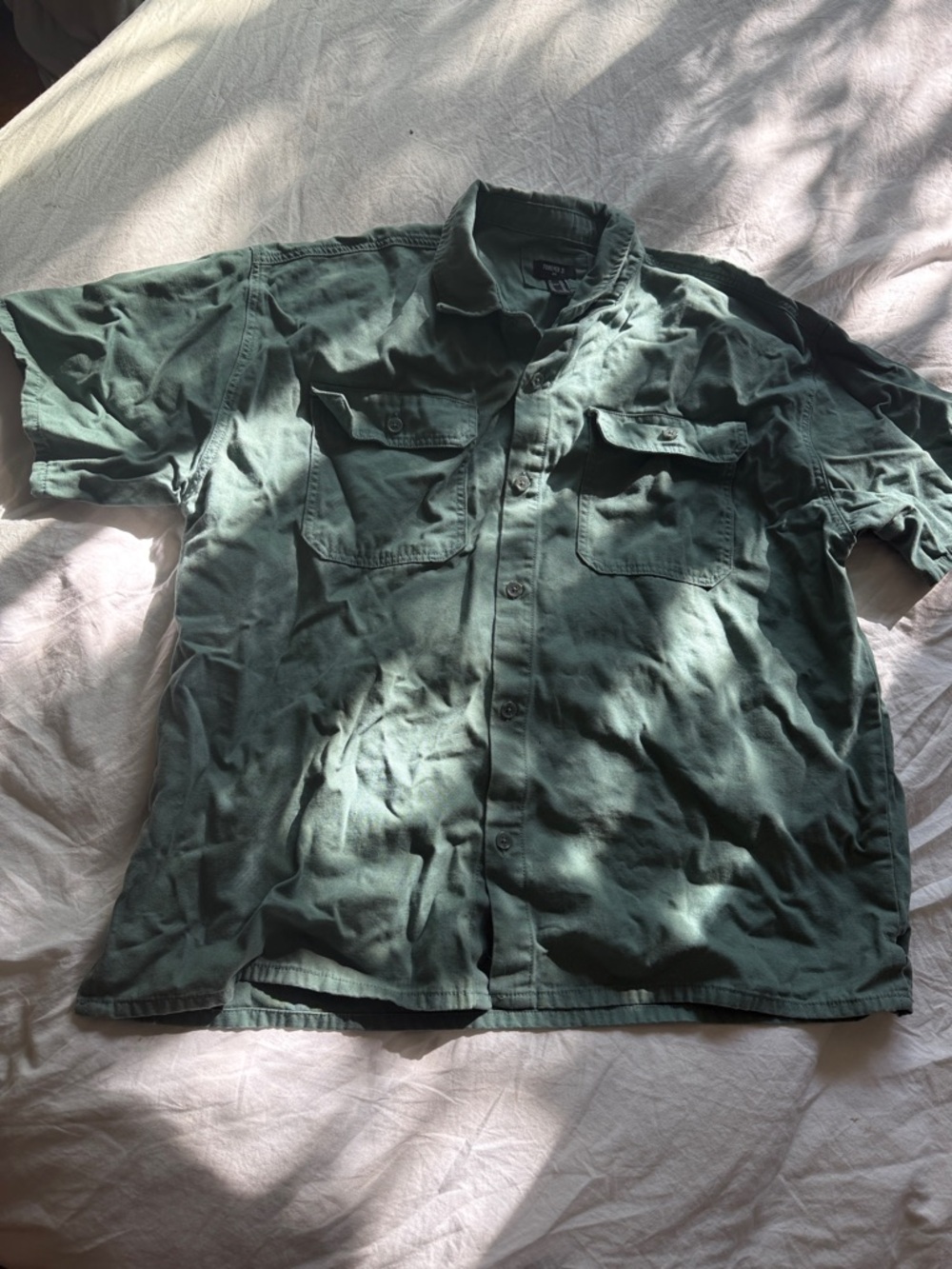 Forever 21 Military-Style Short Sleeve Shirt Jacket - Olive Green